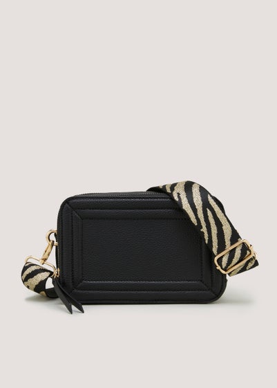 Black Zebra Print Camera Bag - One Size