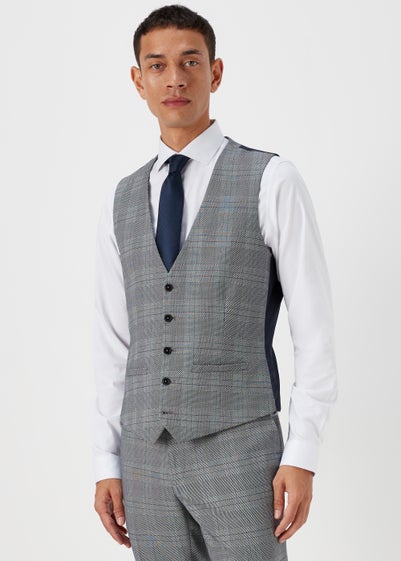 Taylor & Wright Forth Grey Check Suit Waistcoat - Small