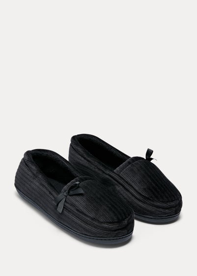 Black Velour Slippers - Size 3
