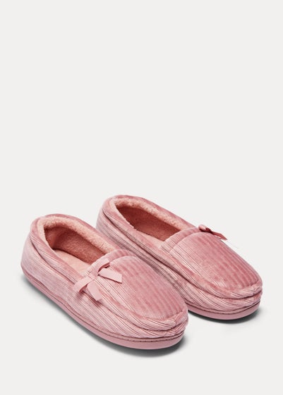 Pink Velour Slippers - Size 3