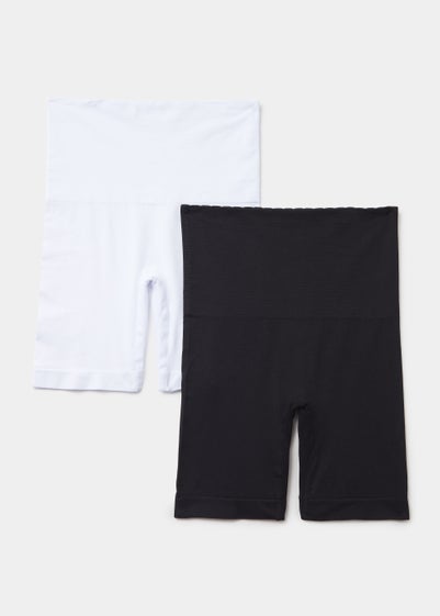 2 Pack Seamless Control Ribbed Shorts - Small