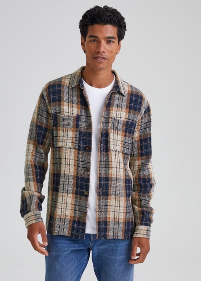 Multicoloured Check Textured Overshirt