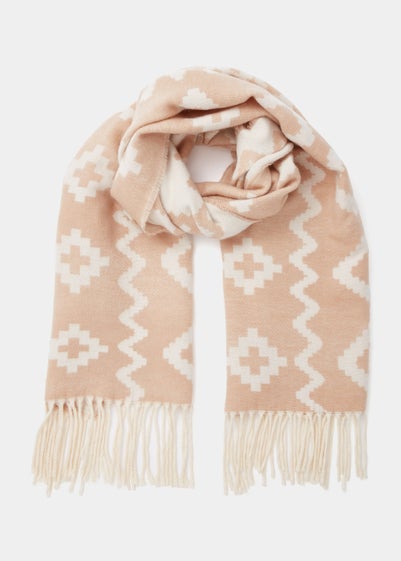 Cream Aztec Reversible Scarf