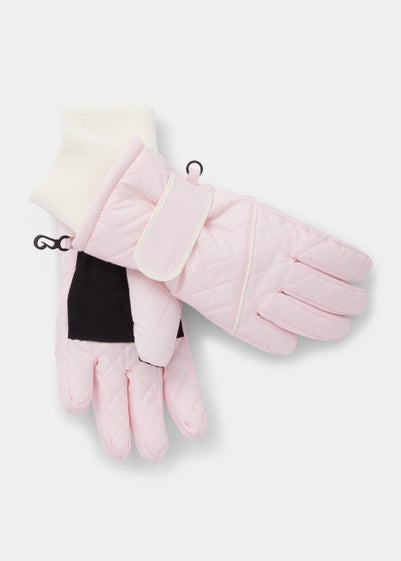 Girls Pink Ski Gloves (3-13yrs) - Age 7-10 Years
