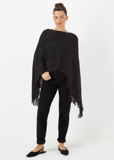 Black Sequin Poncho