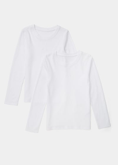 Kids 2 Pack White Long Sleeve Thermal T-Shirts (2-13yrs)