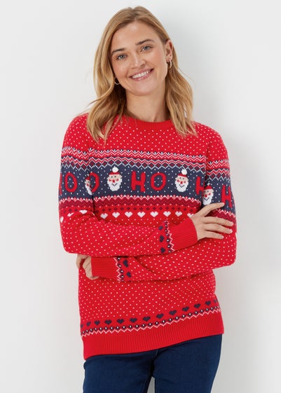 Red Christmas Santa Knitted Jumper - Extra small
