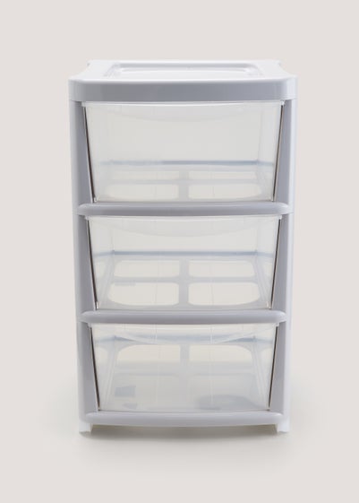 Set of 3 Grey Large Plastic Drawers (38.5cm x 62cm)