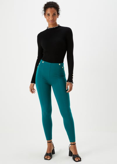 Et Vous Dark Teal Button Trousers