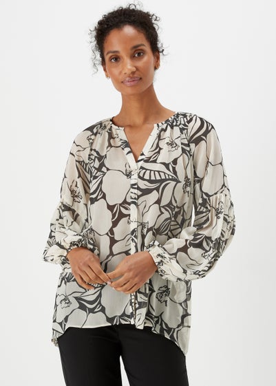 Et Vous Black Monochrome Floral Blouse