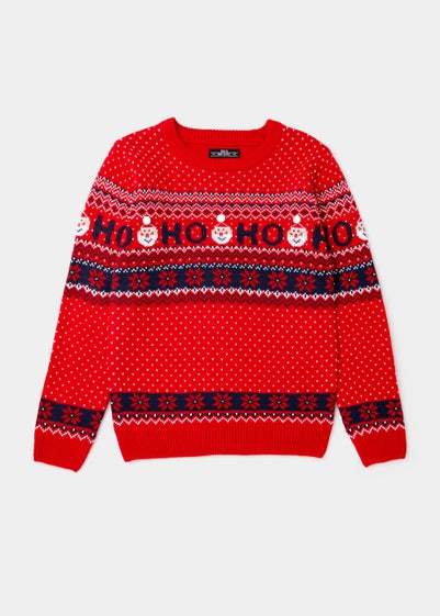 Boys Mini Me Red Christmas Santa Knitted  Jumper (4-13yrs) - Age 4 Years