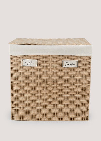 Plastic Wicker Lights & Darks Laundry Basket