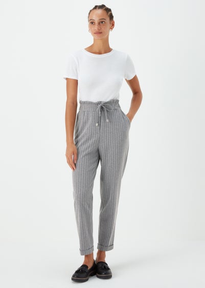 Grey & White Paperbag Trousers - Size 8