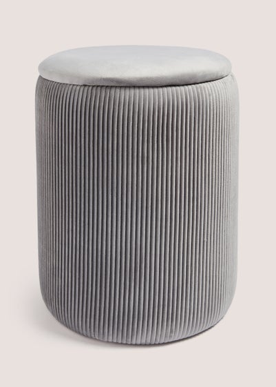 Grey Velvet Storage Pouffe