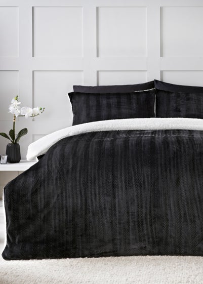 Black Embossed Fleece Duvet Cover