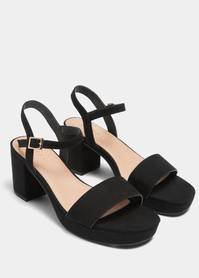 Black Platform Block Heels