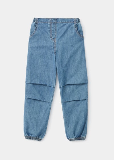 Girls Light Wash Denim Parachute Trousers (9mths-6yrs)