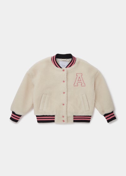 Girls Cream Borg Bomber Jacket (4-13yrs)