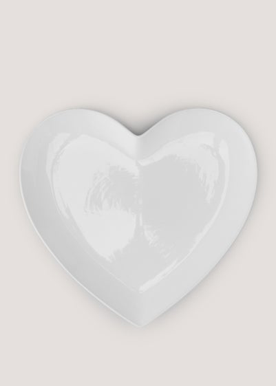 White Heart Shape Dinner Plate (26cm x 21cm)