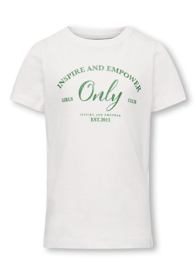 ONLY Girls White Slogan Top (5-14yrs) - Age 5 - 6 Years