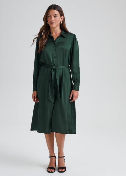 JDY Fifi Green Long Sleeve Midi Shirt Dress