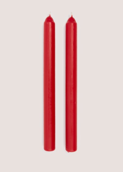 2 Pack Red Dinner Candles (12.5cm)