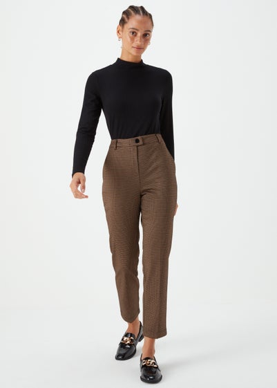 Brown Check Elasticated Trousers