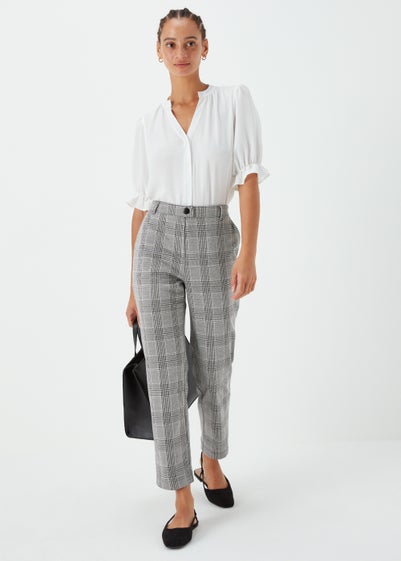 Grey Check Elasticated Trousers - Size 8