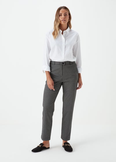 Grey Dogtooth Check Elasticated Trousers