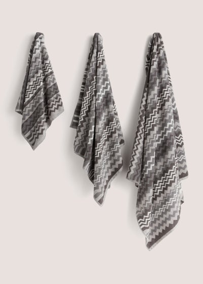 Grey Chevron 100% Cotton Towels