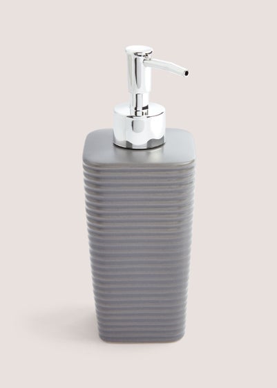 Grey Ceramic Soap Dispenser (18cm x 7.5cm x 7.5cm)