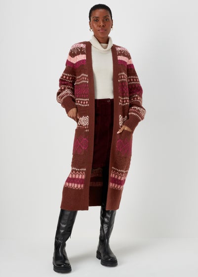 Multicoloured Pattern Longline Cardigan