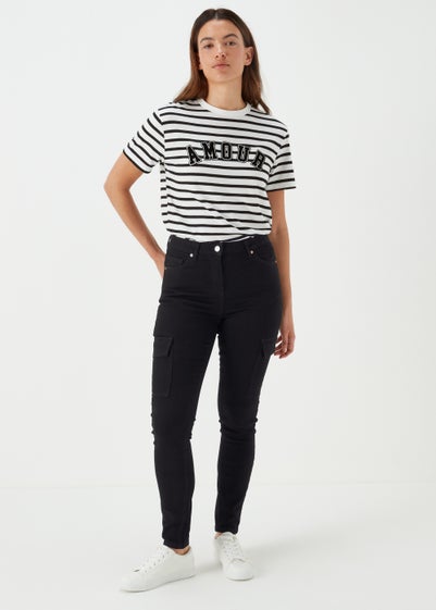 Black Cargo Skinny Jeans - Size 08 29 leg
