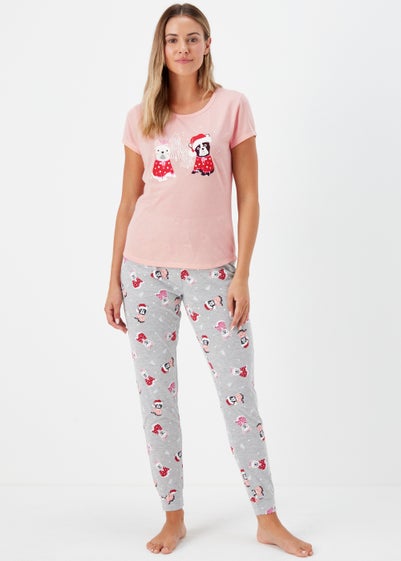 Pink Bulldog Print Jersey Pyjama Set - Extra small