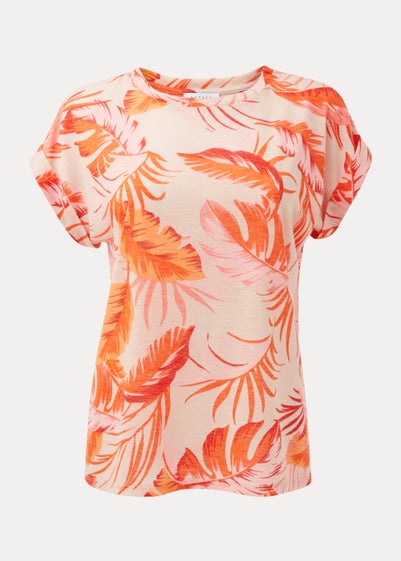 coral-leaf-print-linen-blend-t-shirt-reviews-matalan