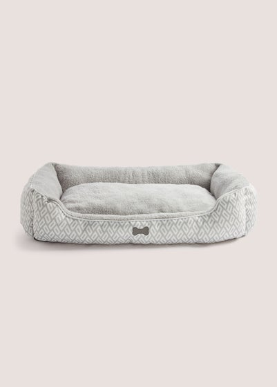 Grey Geo XL Pet Bed (90cm x 70cm x 23cm)