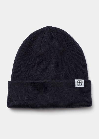 Navy Badge Beanie