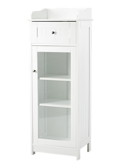 LPD Furniture Alaska Glass Cabinet White (1190x330x450mm) - One Size