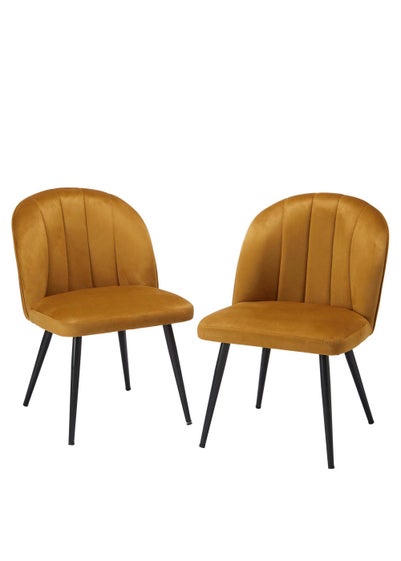 LPD Furniture Set of 2 Orla Dining Chair Mustard (815x625x540mm) - One Size