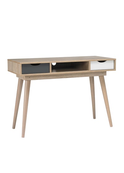 LPD Furniture Scandi Desk Oak With Grey And White Drawers (786x500x1100mm) - One Size