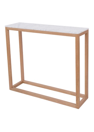 LPD Furniture Harlow Console Table Oak-White Marble Top (750x900x250mm) - One Size