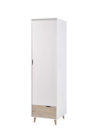 LPD Furniture Stockholm 1 Door Wardrobe White-Oak (1900x580x500mm) - One Size