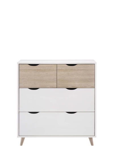 LPD Furniture Stockholm 4 Drawer Chest White-Oak (900x390x820mm) - One Size