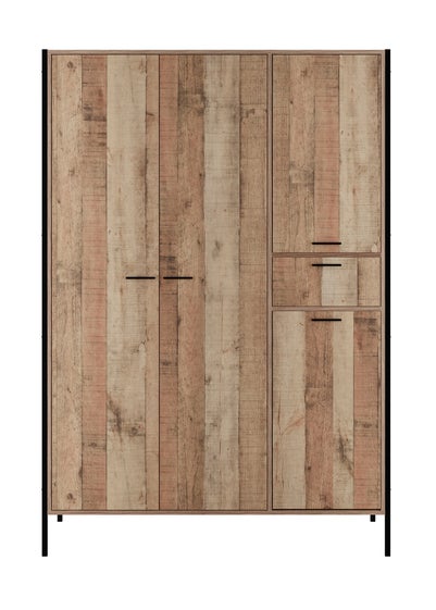 LPD Furniture Hoxton 4 Door Wardrobe Distressed Oak Effect (1800x520x1238mm)