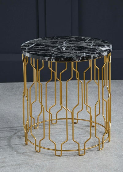 LPD Furniture Grace End Table Black Marble (420x390x390mm)