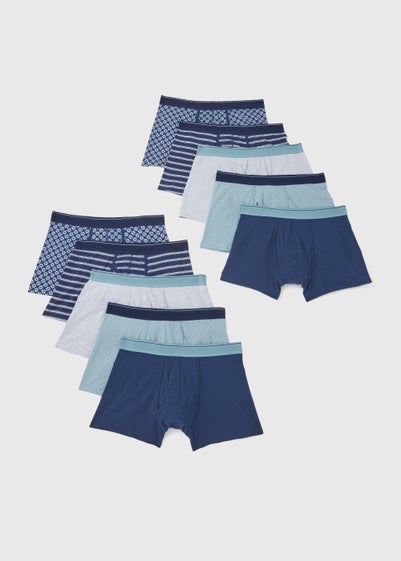 10 Pack Blue Print Keyhole Trunks - Extra small