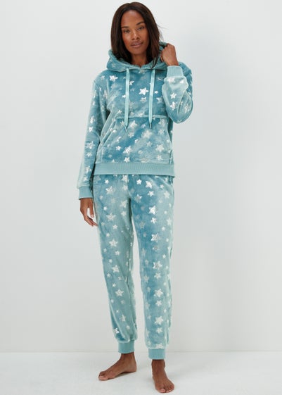 Aqua Foil Star Print Twosie Pyjama Set - Extra small