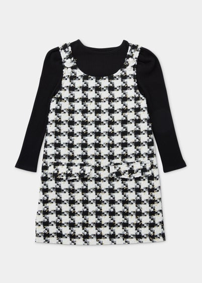 Girls Monochrome Check Boucle Pinafore & Top Set (4-13yrs) - Age 4 Years