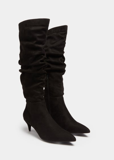 Et Vous Black Knee High Point Heels