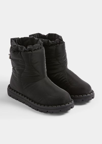 Black Nylon Snow Boots